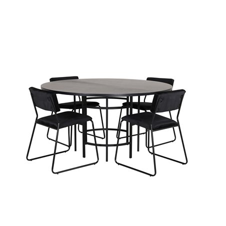 Copenhagen - Dining Table round - Black / Black+Kenth Chair - Black / Black Velvet_4