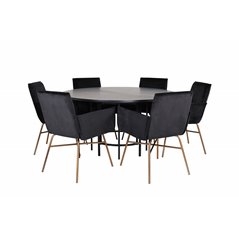 Copenhagen - Dining Table round - Black / Black+Pippi Chair - Distressed Copper / Black Velvet_6