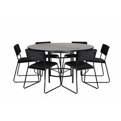 Copenhagen - Dining Table round - Black / Black+Kenth Chair - Black / Black Velvet_6