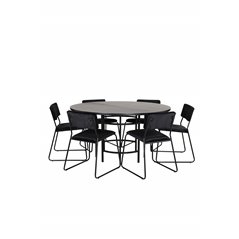 Copenhagen - Dining Table round - Black / Black+Kenth Chair - Black / Black Velvet_6