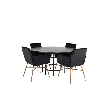 Copenhagen - Dining Table round - Black / Black+Pippi Chair - Distressed Copper / Black Velvet_4