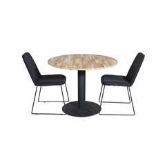 Cirebon Round Table - 100cm - Black, Muce  Dining Chair - Black Legs - Black Fabric_2