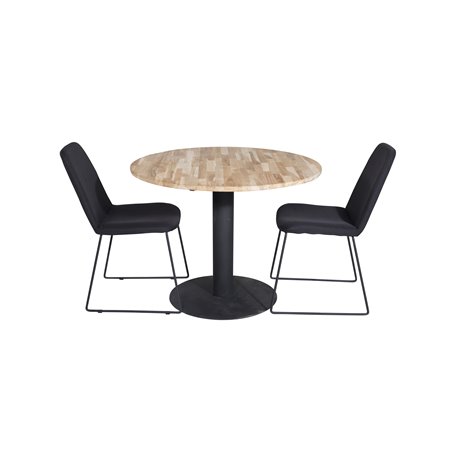 Cirebon Round Table - 100cm - Black, Muce  Dining Chair - Black Legs - Black Fabric_2