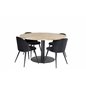 Cirebon Round Table - 140cm - Nature / Black, Velvet Dining Chair - Black / Black_4