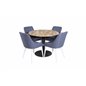 Cirebon Round Table - 100cm - Black, Plaza Dining Chair - White Legs - Blue Fabric_4