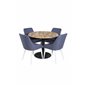 Cirebon Round Table - 100cm - Black, Plaza Dining Chair - White Legs - Blue Fabric_4