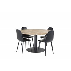 Cirebon Round Table - 140cm - Nature / Black, Polar Dining Chair - Black / Black_4