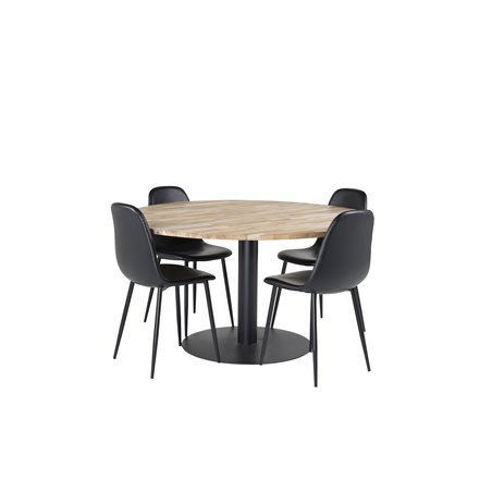 Cirebon Round Table - 140cm - Nature / Black, Polar Dining Chair - Black / Black_4