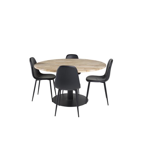 Cirebon Round Table - 140cm - Nature / Black, Polar Dining Chair - Black / Black_4