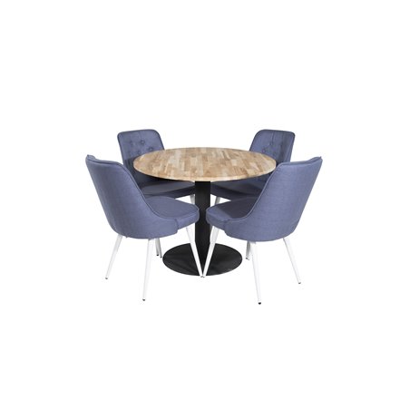 Cirebon Round Table - 100cm - Black, Velvet Deluxe Dining Chair - White Legs - Blue Fabric_4