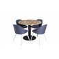 Cirebon Round Table - 100cm - Black, Velvet Dining Chiar - White  legs - Blue Fabric_4