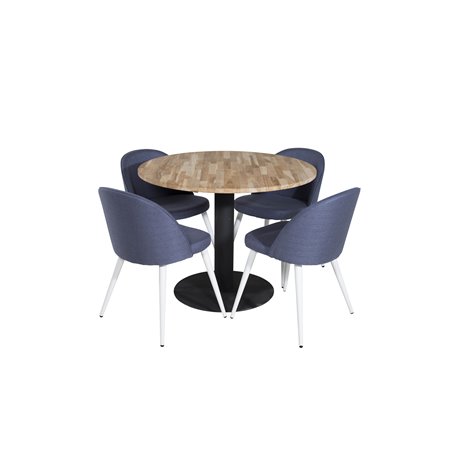 Cirebon Rundt Bord - 100 cm - Sort, Velvet Spisestue Chiar - Hvide ben - Blue Stof_4