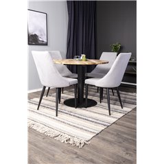 Cirebon Round Table - 100cm - Black, Leone Dining Chair - Grey / Black_4