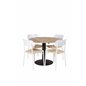 Cirebon Round Table - 100cm - Black, Polly Dining Chair - Nature / White_4