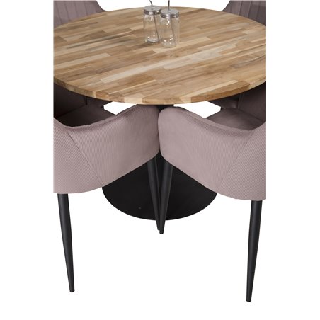 Cirebon Round Table - 100cm - Black, Comfort Dining Chair - Pink / Black_4