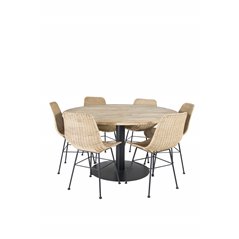 Cirebon Round Table - 140cm - Nature / Black, Bali dining chair - Nature / Black_6