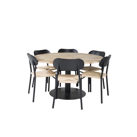 Cirebon Round Table - 140cm - Nature / Black, Polly Dining Chair - Nature / Black_6