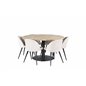 Cirebon Round Table - 140cm - Nature / Black, Velvet Dining Chair - Beige / Black_6