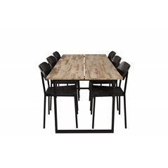 Cirebon Dining table 200*90cm - Nature / Black, Polly Dining Chair - Black / Black_6