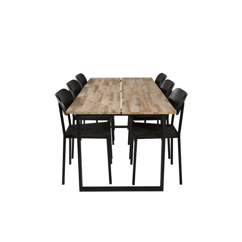 Cirebon Dining table 200*90cm - Nature / Black, Polly Dining Chair - Black / Black_6