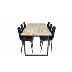 Cirebon Dining table 200*90cm - Nature / Black, Polar Diamond Dining Chair - Black Legs - Black Velvet_6