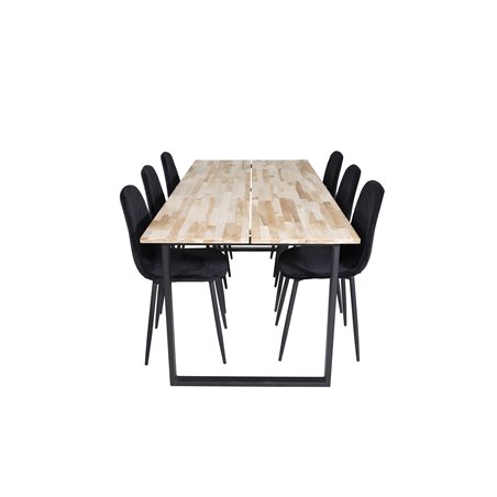 Cirebon Dining table 200*90cm - Nature / Black, Polar Diamond Dining Chair - Black Legs - Black Velvet_6