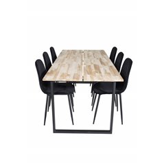 Cirebon Dining table 200*90cm - Nature / Black, Polar Diamond Dining Chair - Black Legs - Black Velvet_6