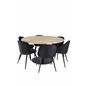 Cirebon Round Table - 140cm - Nature / Black, Velvet Dining Chair - Black / Black_6