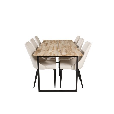 Cirebon Dining table 200*90cm - Nature / Black, Leone Dining Chair - Beige / Black_6