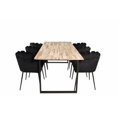 Cirebon Dining table 200*90cm - Nature / Black, Limhamn - Chair - Black Velvet_6