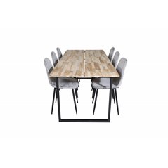 Cirebon Dining table 200*90cm - Nature / Black, Polar Diamond Dining Chair - Black Legs - Grey Velvet_6