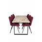 Cirebon Dining table 200*90cm - Nature / Black, Gemma  Dining Chair - Black Legs - Red Fabric_6