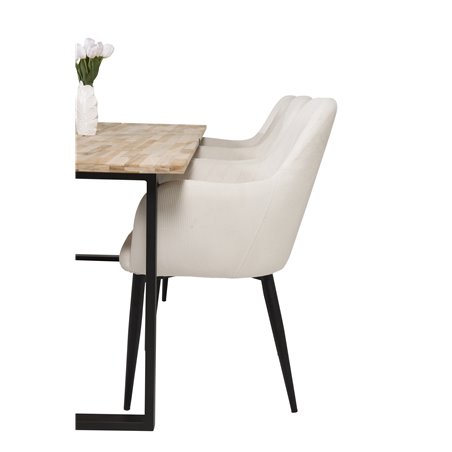 Cirebon Dining table 200*90cm - Nature / Black, Comfort Dining Chair - Beige / Black_6