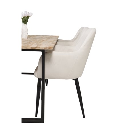 Cirebon ruokapöytä 200 * 90cm - Nature / musta, Comfort ruokapöydän tuoli - beige / musta_6
