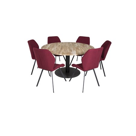 Cirebon Round Table - 140cm - Nature / Black, Gemma  Dining Chair - Black Legs - Red Fabric_6