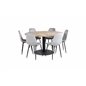 Cirebon Round Table - 140cm - Nature / Black, Polar Diamond Dining Chair - Black Legs - Grey Velvet_6