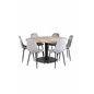 Cirebon Round Table - 140cm - Nature / Black, Polar Diamond Dining Chair - Black Legs - Grey Velvet_6