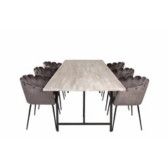 Jepara Dining Table - 250*100*H76 - Grey /Black, Limhamn - Chair - Grey Velvet_6