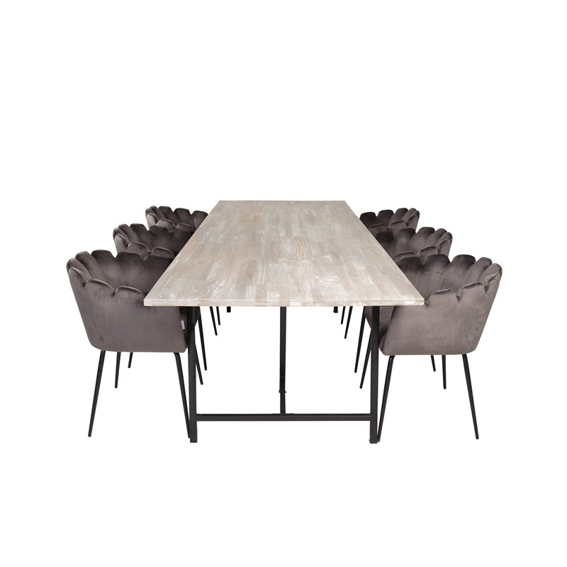 Jepara Dining Table - 250*100*H76 - Grey /Black, Limhamn - Chair - Grey Velvet_6