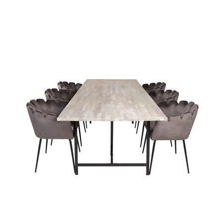 Jepara Dining Table - 250*100*H76 - Grey /Black, Limhamn - Chair - Grey Velvet_6