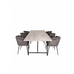 Jepara Dining Table - 250*100*H76 - Grey /Black, Limhamn - Chair - Grey Velvet_6