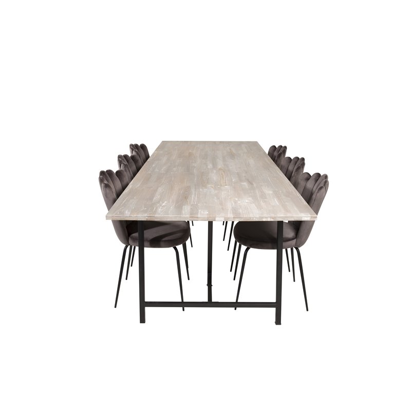 Jepara Dining Table - 250*100*H76 - Grey /Black, Limhamn Light - Chair - Grey Velvet_6