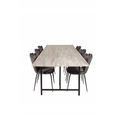 Jepara Dining Table - 250*100*H76 - Grey /Black, Limhamn Light - Chair - Grey Velvet_6