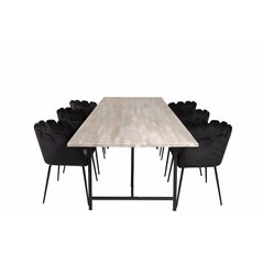 Jepara Dining Table - 250*100*H76 - Grey /Black, Limhamn - Chair - Black Velvet_6