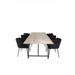 Jepara Dining Table - 250*100*H76 - Grey /Black, Limhamn - Chair - Black Velvet_6