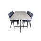 Jepara Dining Table - 250*100*H76 - Grey /Black, Plaza Dining Chair - Black Legs - Blue Fabric_6