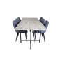 Jepara Dining Table - 250*100*H76 - Grey /Black, Plaza Dining Chair - Black Legs - Blue Fabric_6