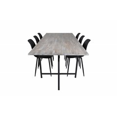 Jepara Dining Table - 250*100*H76 - Grey /Black, Polar Plastic Dining Chair - Black Legs / Black Plastic_6