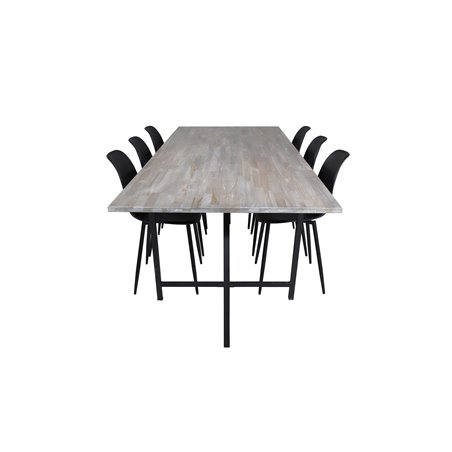 Jepara Dining Table - 250*100*H76 - Grey /Black, Polar Plastic Dining Chair - Black Legs / Black Plastic_6