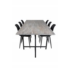 Jepara Dining Table - 250*100*H76 - Grey /Black, Polar Plastic Dining Chair - Black Legs / Black Plastic_6